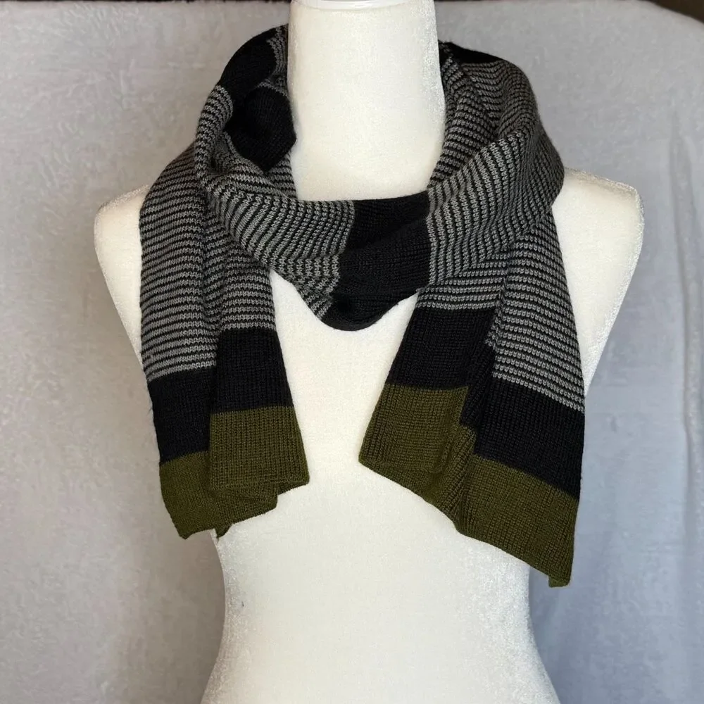 ECHO Men's/ Unisex Striped‎ Wool Blend Striped Scarf Winter, Comfy, Casual